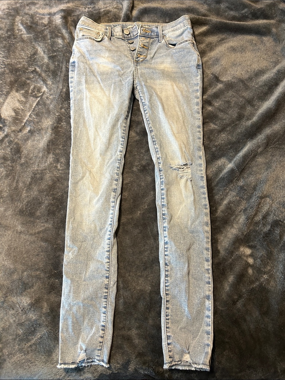 Old Navy Light Blue girls rockstar super Skinny Jeans - Button Fly 14